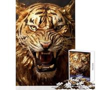 Rompecabezas de 1000 Piezas para Adolescentes poderoso Tigre Dorado decoración del hogar Juguetes Regalo de cumpleaños Juego práctico interacción Entre Padres e Hijos tamaño 38x26cm