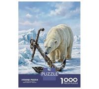 Rompecabezas De 1000 Piezas para Adolescentes Polar Bear and Anchor on Ice Rompecabezas para Adultos Juego De Ingenio Decoración Ayuda A Ejercitar El Cerebro 38x26cm/1000pcs