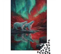 Rompecabezas De 1000 Piezas para Adolescentes Polar Bear Aurora Borealis Rompecabezas para Adolescentes Juego De Ingenio Una Obra De Arte Diversión En Casa Actividades, 70x50cm/1000pcs