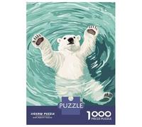 Rompecabezas De 1000 Piezas para Adolescentes Polar Bear Swimming in Water Rompecabezas para Adultos Juegos Familiares Decoración De Pared Regalos Y Cumpleaños Únicos 38x26cm/1000pcs