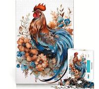 Rompecabezas de 1000 Piezas para Adolescentes Pollo con Flores,Corte Premium,Divertido,fácil de Usar,Ideal para divertirse y para exhibir en Navidad (38x52cm)