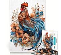 Rompecabezas de 1000 Piezas para Adolescentes Pollo con Flores,Encaje, Arte,Juego de concentración Mental,Tiempo de Descanso,diversión, (50x75cm)