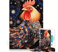 Rompecabezas de 1000 Piezas para Adolescentes Pollo de Animales Tribales, Juego de Ajuste, desafío Mental, Juguete para un Momento de diversión Tranquila, Escena navideña, Arte (38x52cm)