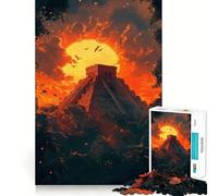 Rompecabezas de 1000 Piezas para Adolescentes Pollo Itza Atardecer Corte Premium Diversión Concentración Juego Fácil Tiempo de Juego Exhibición de Arte Navideño (38x26cm)