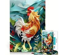 Rompecabezas de 1000 Piezas para Adolescentes Pollo,Papel Plano,diseño de Corte Fino,Juego de concentración,Regalo para Pasar un rato Agradable, Tiempo Libre (38x52cm)