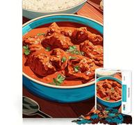 Rompecabezas de 1000 Piezas para Adolescentes Pollo Tikka Masala con arroz Juego de Ajuste Actividad para el Cerebro Tiempo de Juego Relajante Actividad de cumpleaños (38x52cm)