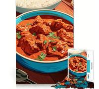 Rompecabezas de 1000 Piezas para Adolescentes Pollo Tikka Masala con arroz Juego de Ajuste Actividad para el Cerebro Tiempo de Juego Relajante Actividad de cumpleaños (38x26cm)