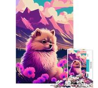 Rompecabezas de 1000 Piezas para Adolescentes Pomerania Naturaleza Pompones Juego Familiar Desafío de Inteligencia Cerebral Juguetes adictivos Obra de Arte Regalo Actividades Familiares (50x75cm)