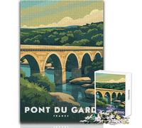 Rompecabezas de 1000 Piezas para Adolescentes Pont Du Gard, Francia Diversión Familiar y Noche de Juegos Análisis y lógica Regalo de cumpleaños Tamaño 38x26cm