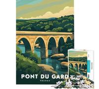 Rompecabezas de 1000 Piezas para Adolescentes Pont Du Gard Francia Juguete Educativo para Aprender y Mejorar la Memoria Regalo de cumpleaños (Tamaño 38x26cm)
