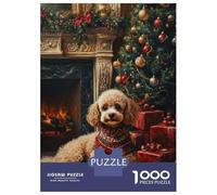 Rompecabezas De 1000 Piezas para Adolescentes Poodle Christmas Portrait Poodle in Holiday Scene Rompecabezas para Adolescentes Juguetes Antiestrés Regalos para Mujeres Regalos para Reducir El Estrés