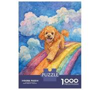 Rompecabezas De 1000 Piezas para Adolescentes Poodle on Rainbow Bridge Rompecabezas para Adultos Juegos Familiares Regalos para Mujeres Cumpleaños 52x38cm/1000pcs