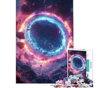Rompecabezas de 1000 Piezas para Adolescentes Portal Cósmico Neón con Asteroides Difícil y desafiante Decoración para el hogar Juegos relajantes para Mayores de 14 años 38x52cm