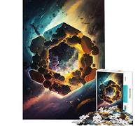 Rompecabezas de 1000 Piezas para Adolescentes Portal Hexagonal cósmico Juguete Intelectual Juego práctico antiestrés Gran Regalo para los Amantes de los Juegos (tamaño 50x75cm)