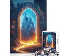 Rompecabezas de 1000 Piezas para Adolescentes Portal mágico al Castillo Juguete Decorativo de Pared Regalo Divertido Juego Familiar con Piezas de Formas aleatorias Totalmente entrelazadas (38x26cm)