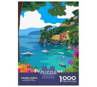 Rompecabezas De 1000 Piezas para Adolescentes Portofino Italy Coastal Scene Rompecabezas Juegos Relajantes Análisis Y Lógica Reducción del Estrés Regalos 52x38cm/1000pcs