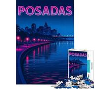 Rompecabezas de 1000 Piezas para Adolescentes Posadas Paisaje Urbano Nocturno Un Reto para completar Diversión Familiar Juguetes antiestrés para Mayores de 14 años (50x75cm)