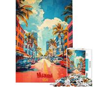 Rompecabezas de 1000 Piezas para Adolescentes póster artístico de Miami Rompecabezas de Corte preciso interacción Entre Padres e Hijos cumpleaños 50x75cm