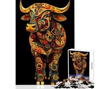 Rompecabezas de 1000 Piezas para Adolescentes póster artístico Original de Bull Juguete para decoración de Pared Grandes Regalos y Juguetes Juego práctico con póster a Juego y Hoja de Trivia 38x26cm
