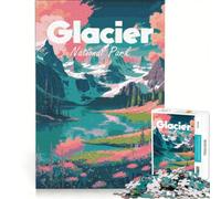 Rompecabezas de 1000 Piezas para Adolescentes Póster con Paisaje del Parque Nacional Glaciar, Juegos Familiares, Actividades Divertidas en casa, Colección de Artistas, Bellas Artes 50x75cm