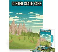 Rompecabezas de 1000 Piezas para Adolescentes,póster de Arte pixelado del Parque Estatal Custer,Arte de Corte Fino,lógica,Juguete Divertido,Tiempo de Juego Acogedor,decoración navideña para la Pared