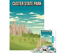 Rompecabezas de 1000 Piezas para Adolescentes Póster de Arte pixelado del Parque Estatal Custer Juego práctico y adictivo Juguetes para Cultivar la Paciencia Regalos artísticos educativos 38x52cm