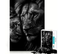 Rompecabezas de 1000 Piezas para Adolescentes Póster de Dos Leones abrazados, Arte de Bordes precisos, Entrenamiento Mental, Juego Divertido y Tranquilo, Regalo de cumpleaños (38x52cm)