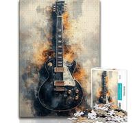 Rompecabezas de 1000 Piezas para Adolescentes, póster de Guitarra, Rompecabezas artísticos para Adultos, un desafío difícil para aliviar el estrés, Regalo de Amigo Secreto (tamaño 38x26cm)