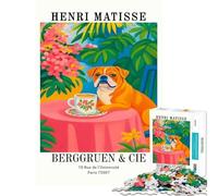 Rompecabezas de 1000 Piezas para Adolescentes Póster de Henri Matisse Perro y Té Ideal para Juegos educativos Juguetes Juegos educativos Obras de Arte Regalo Corte de precisión (tamaño 38x52cm)