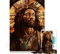 Rompecabezas de 1000 Piezas para Adolescentes,póster de Jesucristo Negro,diversión sin complicaciones,Juego Mental,Regalo,Juego Relajante,Arte navideño para el Tiempo Libre 50x75cm