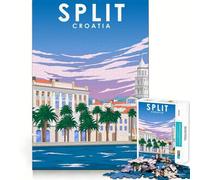 Rompecabezas de 1000 Piezas para Adolescentes póster de la Ciudad de Split Croacia diseño de Corte preciso Manualidades Juego cognitivo Divertido Juego para el Tiempo Libre decoración para el hogar