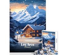 Rompecabezas de 1000 Piezas para Adolescentes póster de la estación de esquí de Les Arcs decoración del hogar Juguetes Regalo de cumpleaños Juegos educativos Cada Pieza es única tamaño 50x75cm
