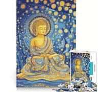 Rompecabezas de 1000 Piezas para Adolescentes: Póster de meditación de Buda y la Noche Estrellada Juegos relajantes, Divertidos y con Humor Un Juego de desafío único 50x75cm