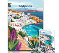 Rompecabezas de 1000 piezas para adolescentes,póster de Mykonos,Grecia Rompecabezas de 1000 piezas para adultos y adolescentes Juegos educativos,decoración del hogar,colección de artistas Bellas artes