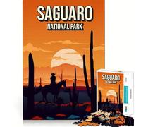 Rompecabezas de 1000 Piezas para Adolescentes Póster de Paisaje Natural al Atardecer en el Parque Nacional Saguaro,Corte Suave,Juguete para ejercitar,Tiempo de Juego,Actividad de cumpleaños