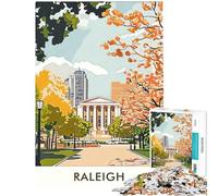 Rompecabezas de 1000 Piezas para Adolescentes póster de Paisaje Urbano de Raleigh Rompecabezas para Adultos Juego de ingenio Corte de precisión difícil y desafiante (tamaño 38x52cm)