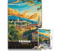 Rompecabezas de 1000 Piezas para Adolescentes, póster de Paisaje Urbano de Viena, Juego de desafío único, Divertido y Divertido, Juguete Decorativo de Pared, tamaño 38x26cm
