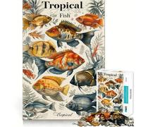 Rompecabezas de 1000 Piezas para Adolescentes Póster de Peces Tropicales, Arte de Corte Fino, Entrenamiento de concentración, Juego Divertido para Momentos de Tranquilidad, (50x75cm)