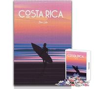 Rompecabezas de 1000 Piezas para Adolescentes, póster de Surf de Costa Rica, Juego de desafío único, desafío difícil, Regalo para cumpleaños, tamaño 38x26cm