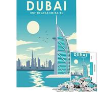 Rompecabezas de 1000 Piezas para Adolescentes póster de Viaje a Dubái desafío de Inteligencia Cerebral Juguetes adictivos Juegos Divertidos Mejora de la Memoria Regalos artísticos tamaño 75x50cm
