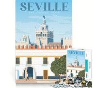 Rompecabezas de 1000 Piezas para Adolescentes Póster de Viaje a Sevilla, Arte de Bordes precisos, Entrenamiento Mental, Juego Divertido y Tranquilo, Regalo de cumpleaños (50x75cm)