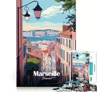Rompecabezas de 1000 Piezas para Adolescentes Póster de Viaje con Paisaje Urbano de Marsella,Francia Corte Diversión lógica Juguete Juego Tranquilo Diversión de cumpleaños Juego 50x75cm