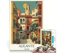 Rompecabezas de 1000 Piezas para Adolescentes: Póster de Viaje de Alicante, España, Juego Educativo, Actividades Divertidas para Hacer en casa, fortalece el Amor Entre Parejas 38x52cm