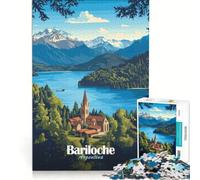 Rompecabezas de 1000 Piezas para Adolescentes: Póster de Viaje de Bariloche, Argentina, Juego Imposible, Interacción Entre Padres e Hijos, Regalo de Juego desafiante 38x52cm