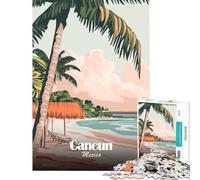 Rompecabezas de 1000 Piezas para Adolescentes póster de Viaje de Cancún México para Juego Educativo desafío Juguete para ejercitar la Mente Juego difícil Regalos de Amigo Invisible (tamaño 38x26cm)