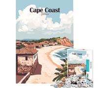 Rompecabezas de 1000 piezas para adolescentes Póster de viaje de Cape Coast Ghana Juego imposible Juguetes adictivos para cultivar la paciencia Regalos de cumpleaños Decoración de pared tamaño 38x52cm