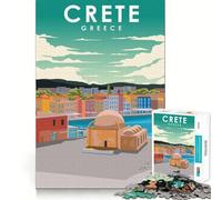 Rompecabezas de 1000 Piezas para Adolescentes póster de Viaje de Creta,Grecia Arte de Corte preciso Juguete Inteligente para ejercitar el Cerebro Tiempo de Juego Relajante Actividad de cumpleaños