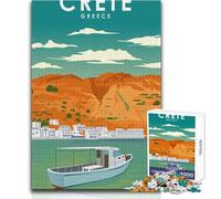 Rompecabezas de 1000 Piezas para Adolescentes, póster de Viaje de Creta, Grecia, Juego Educativo Familiar, desafío difícil, Regalo Divertido, tamaño 38x52cm
