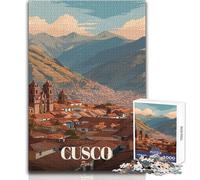 Rompecabezas de 1000 Piezas para Adolescentes, póster de Viaje de Cusco, Perú, diversión Familiar y Noche de Juegos, Juguetes antiestrés difíciles y Duros, tamaño 38x52cm