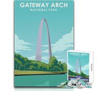 Rompecabezas de 1000 Piezas para Adolescentes, póster de Viaje de Gateway Arch, Hermoso diseño, Juego difícil, desafío, Regalo para cumpleaños, tamaño 50x75cm